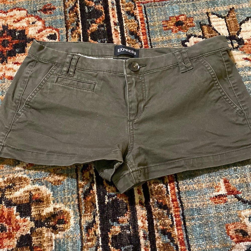 Express Green Khaki Shorts